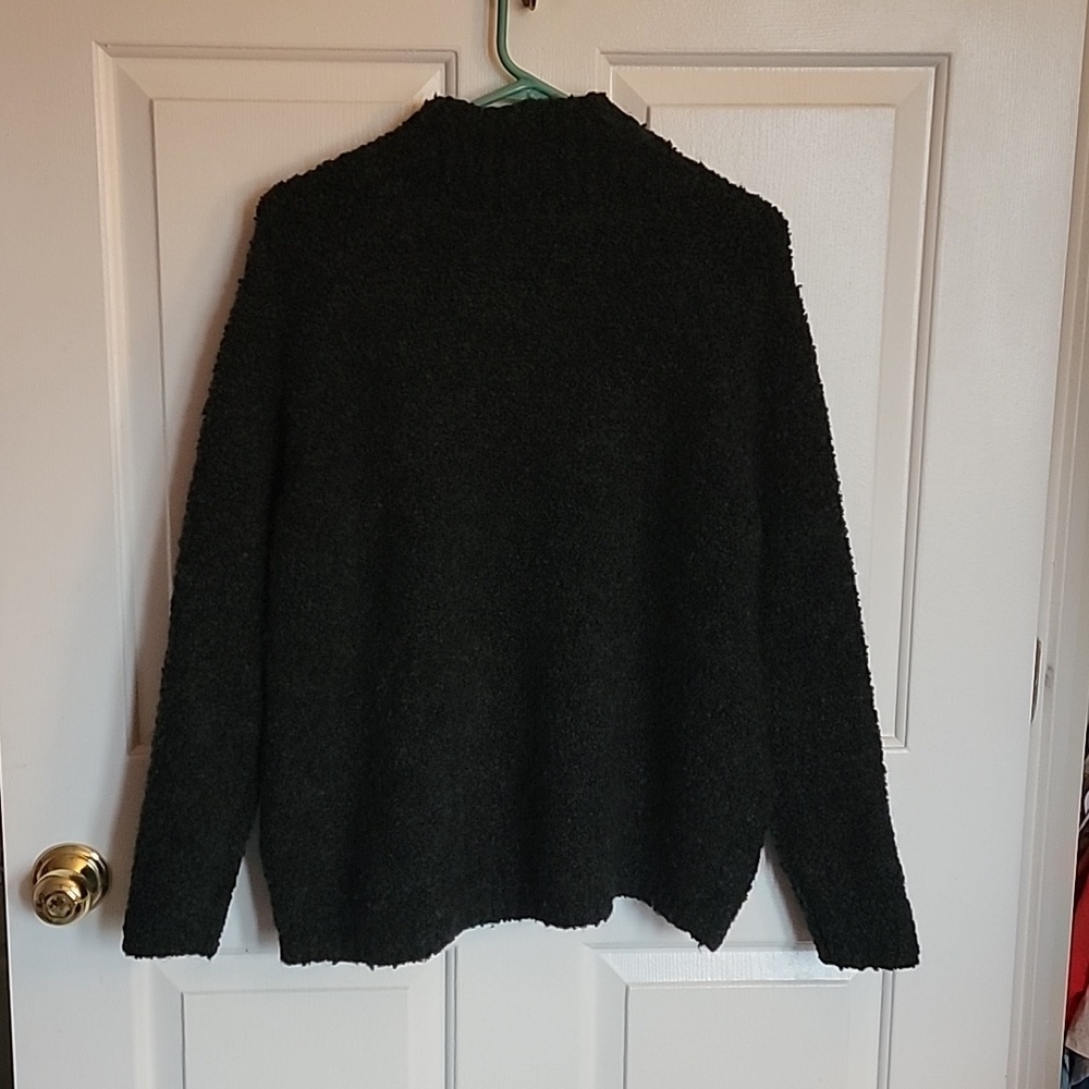 Ann Taylor's LOFT long sleeved sweater, short turtleneck, black and green, M. - Picture 2 of 8